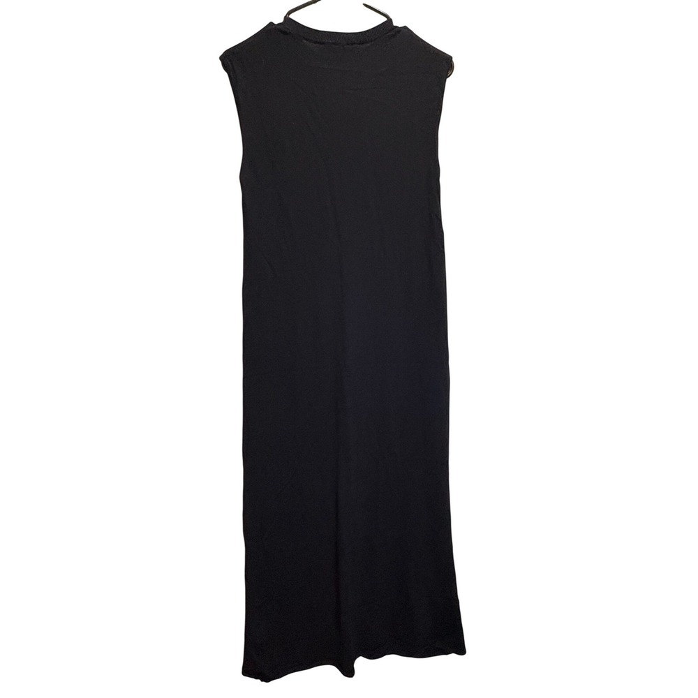Zara Dress Womens M Black Knit Maxi Sleeveless Column Crew Neck Minimalist NWT - Picture 3 of 8